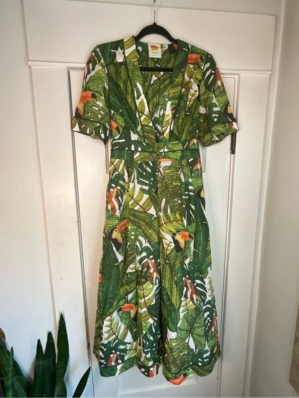 FARM Rio Paradise Forest Tropical Button Down Jumpsuit